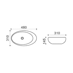 Lavoar Baie Pe Blat Salamanka 48x31cm, Negru Mat, Portelan