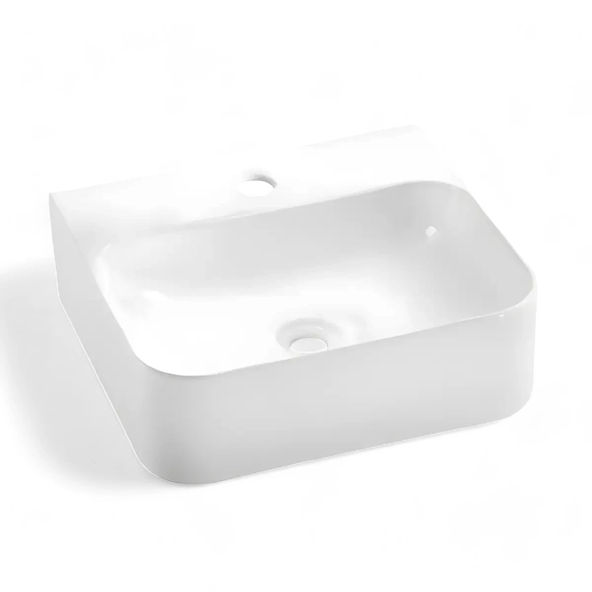 Chiuveta Baie 43x39cm, WB6438-43, Tip Montaj Suspendat sau pe Blat, Culoare Alb, Portelan, Cu Gaura Baterie, Fara Preaplin-Diplon