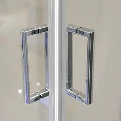 Cabina de dus BR6692CG, Dimensiune 90X90cm, Sticla Securizata Gri, Cadru Aluminiu Cromat, usi Culisante-Diplon