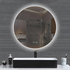 Oglinda Baie Gri J1583 cu Lumina LED si Functie Dezaburire, Dimensiune R70cm-Diplon