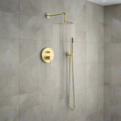 Set de dus incastrat ST2030GL, 7 in 1, para de dus fixa si mobila, comutator, Culoare auriu