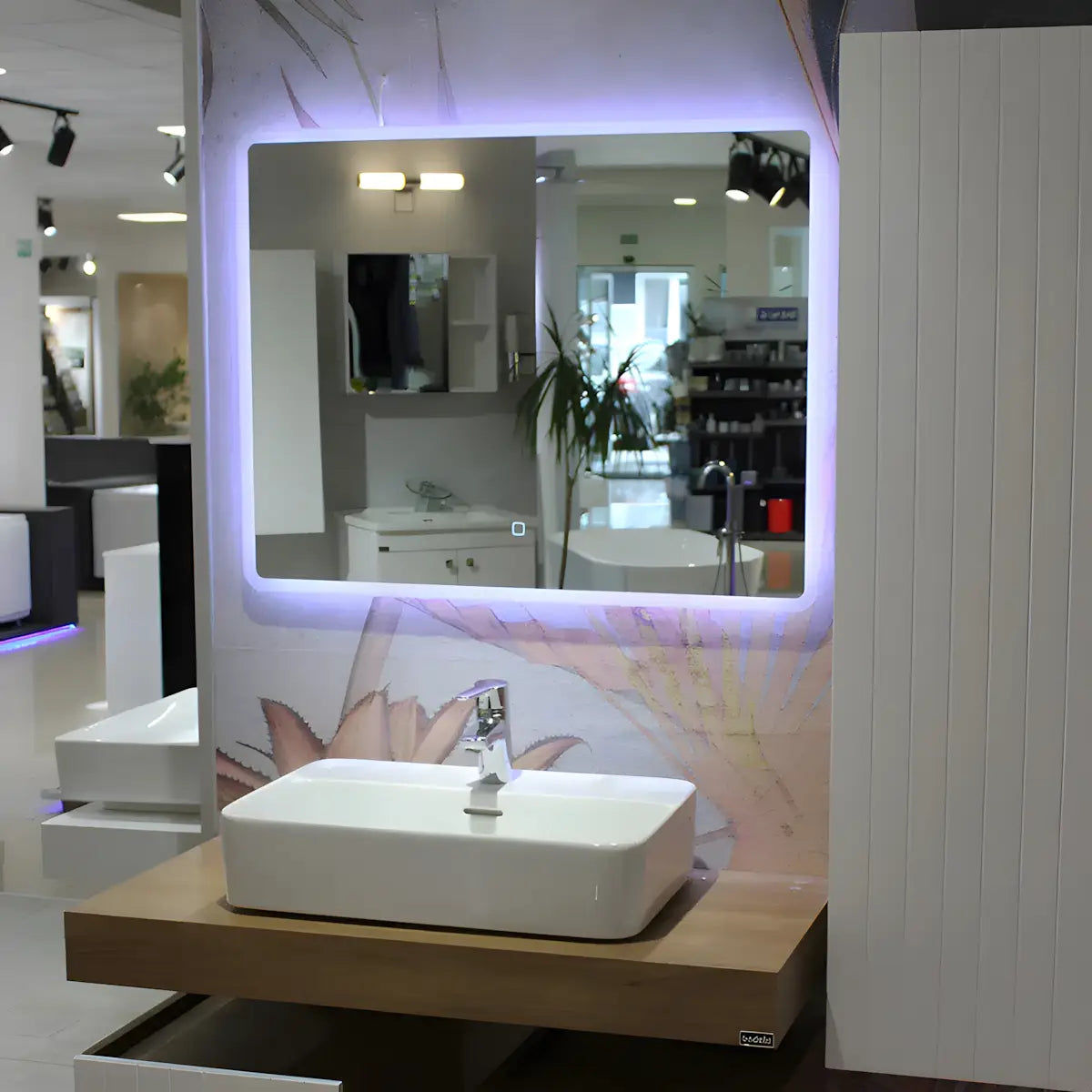 Oglinda baie cu iluminare LED J1573, Dimensiune 90cm X 70cm-Diplon