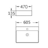 Chiuveta Baie 60.5x47cm, WB6438-60, Tip Montaj Suspendat sau pe Blat, Culoare Alb, Portelan, Cu Gaura Baterie, Fara Preaplin-Diplon