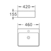 Chiuveta Baie 46x42cm, WB6417-46, Tip Montaj Suspendat sau pe Blat, Culoare Alb, Portelan-Diplon