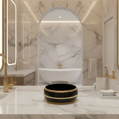 Lavoar Pe Blat Todos R41cm, Negru Si Auriu, Portelan