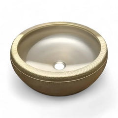 Lavoar Baie pe Blat WB6335 R42cm, Material Portelan, Culoare Auriu, Fara Gaura Baterie-Diplon