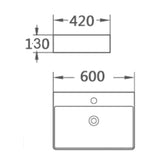 Chiuveta Baie 60x42cm, WB6417-60, Tip Montaj Suspendat sau pe Blat, Culoare Alb, Portelan-Diplon