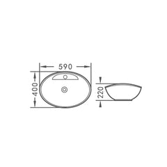 Lavoar, Chiuveta Pentru Baie WB6405,Material Portelan, Dimensiune 59cm x 40cm-Diplon