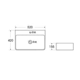 Chiuveta Baie 52x42cm, WB6417-52, Tip Montaj Suspendat sau pe Blat, Culoare Alb, Portelan-Diplon