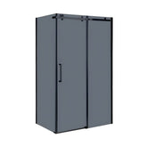 Cabina De Dus Gal 80x100cm, Sticla Securizata Gri 8mm, Profil Aluminiu Negru, Usa Culisanta