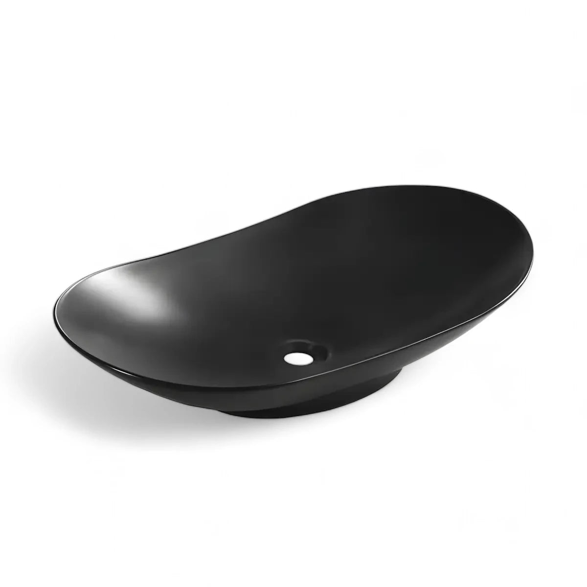 Lavoar pe blat WB6304 63.5x37cm,Material Portelan, Culoare Negru, Design Modern, Finisaj Mat-Diplon