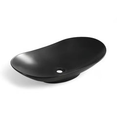 Lavoar pe blat WB6304 63.5x37cm,Material Portelan, Culoare Negru, Design Modern, Finisaj Mat-Diplon