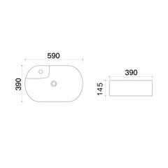 Lavoar pe Blat WB6424, Culoare Alb, Material Portelan, Dimensiune 59x39cm-Diplon