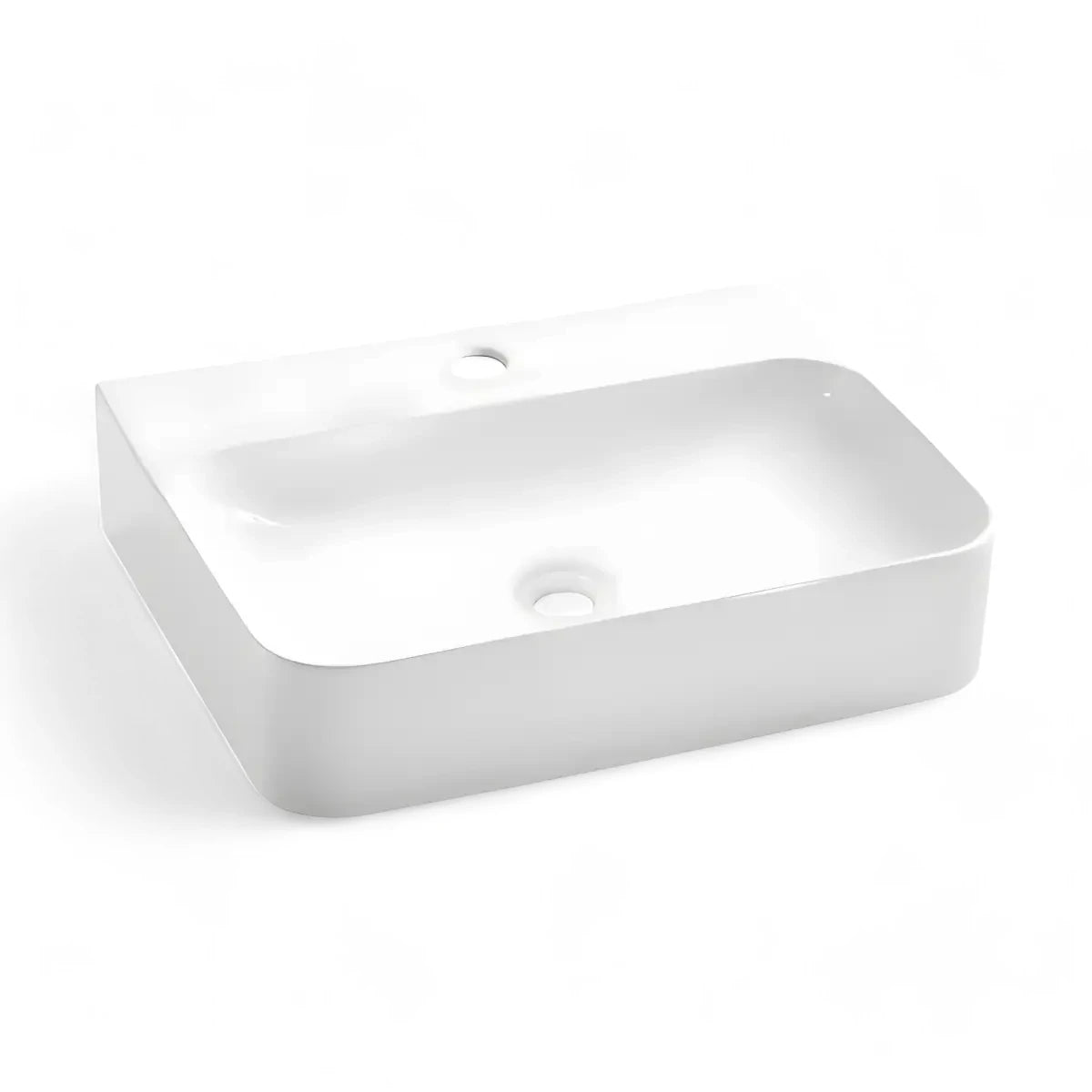 Chiuveta Baie 60.5x47cm, WB6438-60, Tip Montaj Suspendat sau pe Blat, Culoare Alb, Portelan, Cu Gaura Baterie, Fara Preaplin-Diplon