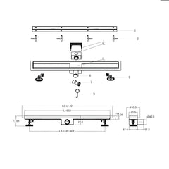 Rigola de Dus BZ8502-850mm Cromat din Otel Inoxidabil-Diplon