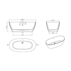 Cada freestanding, ovala, acril BT1271, Outlet-Diplon
