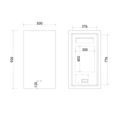 Oglinda Baie J1582 50cm x 90cm, Rama Aluminiu Negru Mat, cu Lumina Led si Functie Dezaburire-Diplon