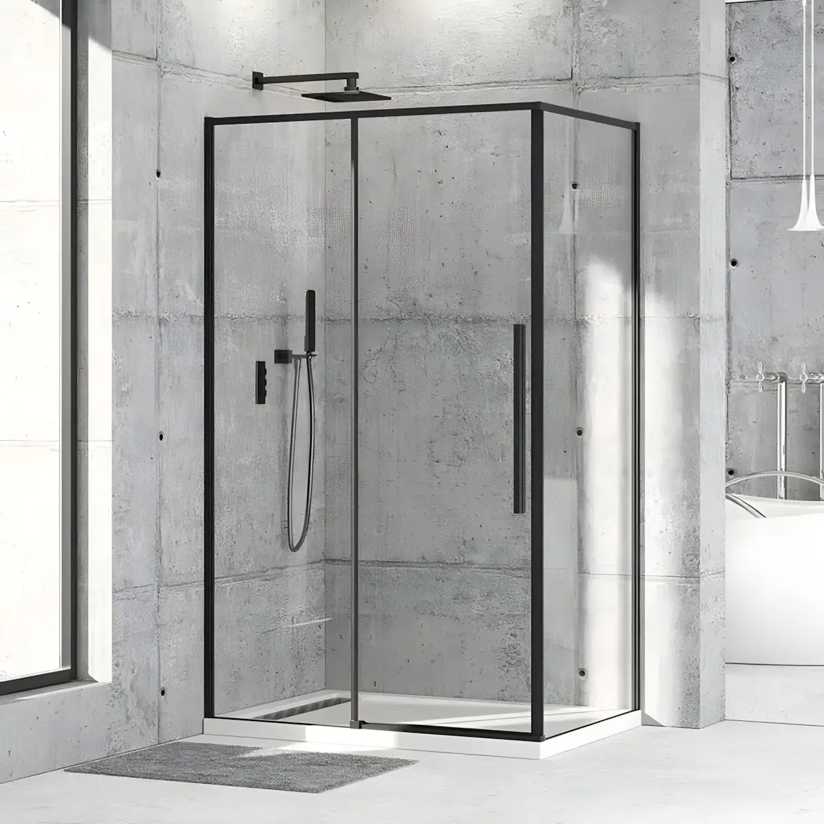 Cabina de dus BR6612CA 80X100cm, Sticla Securizata, Profil Aluminiu Negru-Diplon