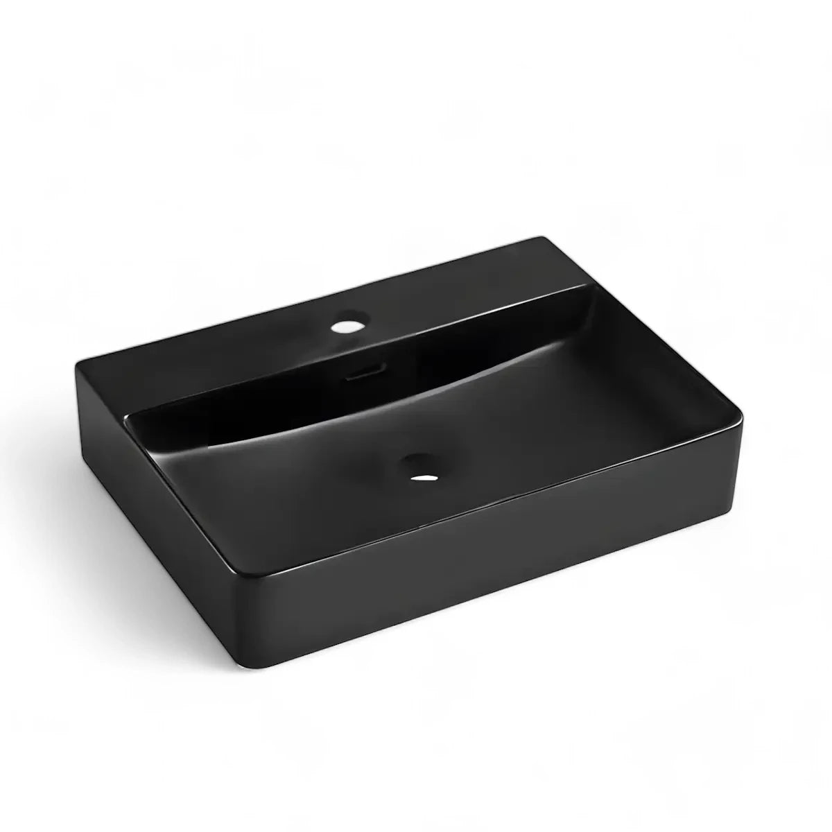 Chiuveta Baie 60x42cm, WB6417-60MB, Tip Montaj Suspendat sau pe Blat, Culoare Negru Mat, Portelan-Diplon