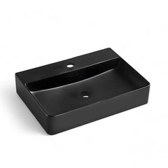 Chiuveta Baie 60x42cm, WB6417-60MB, Tip Montaj Suspendat sau pe Blat, Culoare Negru Mat, Portelan-Diplon