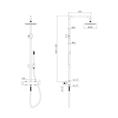 Coloana de dus cu baterie BGQ4901GL, Culoare auriu, comutator, Para fixa si mobila-Diplon
