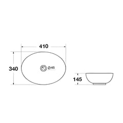 Lavoar Baie Pe Blat Lima 41x34cm, Negru Mat, Portelan