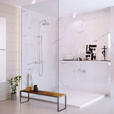 Coloana de dus cu baterie BGQ4901, Culoare Argintiu Cromat, comutator, Para fixa si mobila