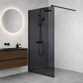 Paravan Dus Walk-In Una 90x195cm, Sticla Fumurie 8mm, Profil Aluminiu Negru