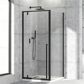 Cabina de dus BR6614CA 90X90cm, Patrata, Sticla Securizata 6mm, Profil Aluminiu Negru
