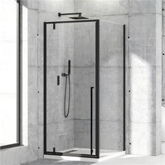 Cabina de dus BR6614CA 90X90cm, Patrata, Sticla Securizata 6mm, Profil Aluminiu Negru