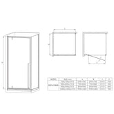 Cabina de dus BR6614CG 90X90cm, Patrata, Sticla Securizata Gri 6mm, Profil Aluminiu Negru