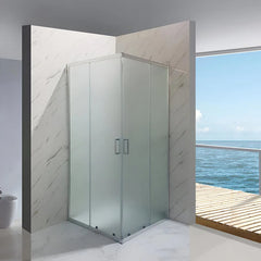 Cabina de dus BR6692CF-90*90cm, Sticla Securizata Mata, Profil Aluminiu Cromat, Usi Culisante-Diplon