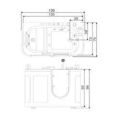 Cada Persoane Dizabilitati Si Varstnici Cu Hidromasaj Diana 135x73x94cm
