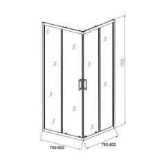 Cabina De Dus Bob 80x80cm, Sticla Securizata 6mm, Profil Aluminiu, Usi Culisante Inchidere Magnetica