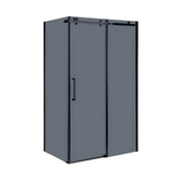 Cabina De Dus Gal 80x100cm, Sticla Securizata Gri 8mm, Profil Aluminiu Negru, Usa Culisanta-Diplon