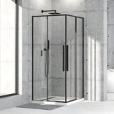 Cabina De Dus Oto 80x80cm, Sticla Securizata 6mm, Profil Aluminiu Negru, Usi Culisante-Diplon
