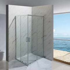 Cabina De Dus Pan 80x100cm Outlet, Sticla Securizata, Profil Aluminiu Cromat, Usi Culisante-Diplon