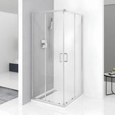 Cabina De Dus Pan 80x80cm Outlet, Sticla Securizata, Profil Aluminiu Cromat, Usi Culisante-Diplon