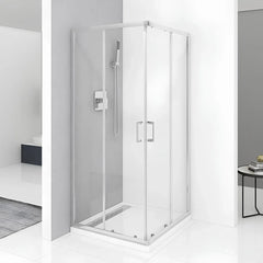 Cabina De Dus Pan 80x80cm Outlet, Sticla Securizata, Profil Aluminiu Cromat, Usi Culisante-Diplon