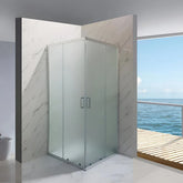 Cabina De Dus Pan 90x90cm Outlet, Sticla Securizata Mata, Profil Aluminiu Cromat, Usi Culisante-Diplon