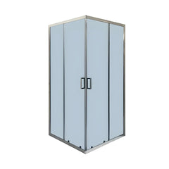 Cabina De Dus Pan 90x90cm, Sticla Securizata Gri, Profil Aluminiu Cromat, Usi Culisante-Diplon