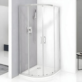 Cabina De Dus Semirotunda Pan R90cm Outlet, Sticla Securizata, Profil Aluminiu Cromat, Usi Culisante-Diplon