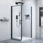 Cabina de dus BR6611 90X90cm Outlet, Sticla Securizata 8mm, Profil Aluminiu Negru-Diplon