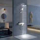 Coloana de Dus cu Baterie BGQ0702, Cu para fixa si mobila,Alama, Inaltime superioara reglabila-Diplon