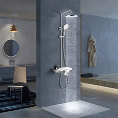 Coloana de Dus cu Baterie BGQ0702, Cu para fixa si mobila,Alama, Inaltime superioara reglabila-Diplon