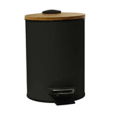 Cos De Gunoi Metalic Cu Capac Din Bambus, SL8606BL-3L Cu Pedala Pentru Deschidere, Culoare Negru, Capacitate 3 Litri-Diplon