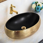 Lavoar Pe Blat Santa Fe 48x34cm, Negru Si Auriu, Portelan, Outlet-Diplon