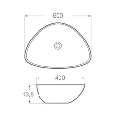 Lavoar pe Blat WB6401 60x40cm, Chiuveta Baie din Portelan, Culoare Alb, Fara Gaura Baterie-Diplon