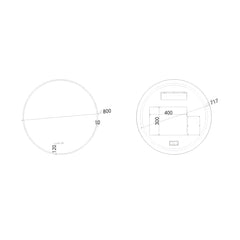 Oglinda Baie Led Magnolia R80cm, Auriu, Functie Dezaburire, Outlet-Diplon