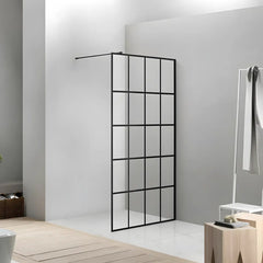 Paravan Dus Walk-In Zoe 100x200cm, Sticla Securizata 8mm, Profil Aluminiu Negru-Diplon